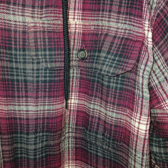 Pre-Owned Puritan Men's M Red Plaid Flannel Fleece Hooded Jacket 100% Cotton - Picture 11 of 16